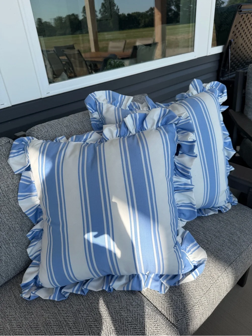 Nautica Blue and White Striped Pillow Cover